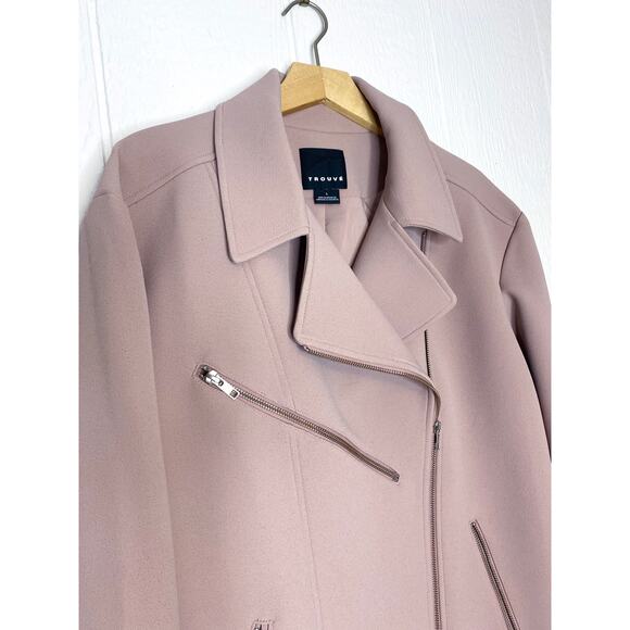 TROUVE Oversized Dusty Mauve Moto Biker Jacket US L NWT - Picture 4 of 7